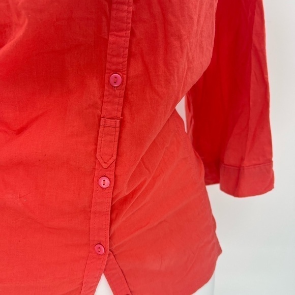 Maggie & Max 100% Cotton Orange Button Up Tunic Top Shirt SZ 4 - Picture 3 of 6